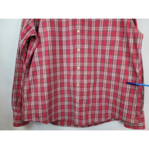 Lands End Men's Red Plaid Long Sleeve Button Up Shirt XLT 17-17.5 - Picture 3 of 10